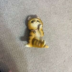 Cute Tabby Cat Figurine With Collar